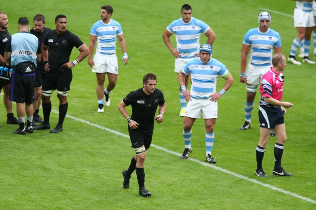during the 2015 Rugby World Cup Pool C match between New Zealand and Argentina at Wembley Stadium on September 20, 2015 in London, United Kingdom.